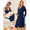Ekouaer Maternity Nursing Gown and Robe Set Labor Delivery Nursing Nightgowns for Breastfeeding Pregnancy Clothes(Navy Blue)