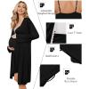 Ekouaer Maternity Nursing Gown and Robe Set Lace Nursing Nightgown for Breastfeeding Labor Delivery gowns for Hospital(A Black)