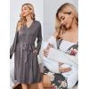 Ekouaer Maternity Nursing Gown and Robe Set Lace Nursing Nightgown for Breastfeeding Labor Delivery gowns for Hospital(A Light Grey Flower)