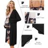 Ekouaer Maternity Nursing Gown and Robe Set Lace Nursing Nightgown for Breastfeeding Labor Delivery gowns for Hospital(Black Flower)
