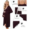 Ekouaer Maternity Nursing Gown and Robe Set Lace Nursing Nightgown for Breastfeeding Labor Delivery gowns for Hospital(Burgundy)