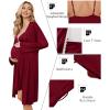 Ekouaer Maternity Nursing Gown and Robe Set Lace Nursing Nightgown for Breastfeeding Labor Delivery gowns for Hospital(Burgundy Wine Red)