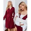 Ekouaer Maternity Nursing Gown and Robe Set Lace Nursing Nightgown for Breastfeeding Labor Delivery gowns for Hospital(Burgundy Wine Red)