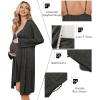 Ekouaer Maternity Nursing Gown and Robe Set Lace Nursing Nightgown for Breastfeeding Labor Delivery gowns for Hospital(Dark Grey)