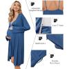 Ekouaer Maternity Nursing Gown and Robe Set Lace Nursing Nightgown for Breastfeeding Labor Delivery gowns for Hospital(Navy Blue)
