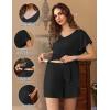 Ekouaer Maternity Sets 2 Piece Outfits Flowing Short Sleeve V Neck Postpartum Pregnancy Pajamas Clothes(Black)