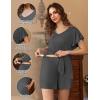 Ekouaer Maternity Sets 2 Piece Outfits Flowing Short Sleeve V Neck Postpartum Pregnancy Pajamas Clothes(Grey)