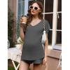 Ekouaer Maternity Sets 2 Piece Outfits Flowing Short Sleeve V Neck Postpartum Pregnancy Pajamas Clothes(Grey)