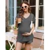 Ekouaer Maternity Sets 2 Piece Outfits Flowing Short Sleeve V Neck Postpartum Pregnancy Pajamas Clothes(Grey)