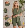 Ekouaer Maternity Sets 2 Piece Outfits Ribbed Knit Short Sleeve Shirts and Biker Shorts Pregnancy Loungewear Mama Clothes(Army Green)
