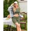 Ekouaer Maternity Sets 2 Piece Outfits Ribbed Knit Short Sleeve Shirts and Biker Shorts Pregnancy Loungewear Mama Clothes(Army Green)