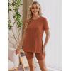 Ekouaer Maternity Sets 2 Piece Outfits Ribbed Knit Short Sleeve Shirts and Biker Shorts Pregnancy Loungewear Mama Clothes(Caramel)
