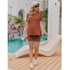 Ekouaer Maternity Sets 2 Piece Outfits Ribbed Knit Short Sleeve Shirts and Biker Shorts Pregnancy Loungewear Mama Clothes(Caramel)