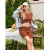 Ekouaer Maternity Sets 2 Piece Outfits Ribbed Knit Short Sleeve Shirts and Biker Shorts Pregnancy Loungewear Mama Clothes(Caramel)