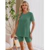 Ekouaer Maternity Sets 2 Piece Outfits Ribbed Knit Short Sleeve Shirts and Biker Shorts Pregnancy Loungewear Mama Clothes(Green)