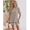 Ekouaer Maternity Sets 2 Piece Outfits Ribbed Knit Short Sleeve Shirts and Biker Shorts Pregnancy Loungewear Mama Clothes(Light Khaki)