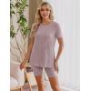 Ekouaer Maternity Sets 2 Piece Outfits Ribbed Knit Short Sleeve Shirts and Biker Shorts Pregnancy Loungewear Mama Clothes(Light Pink)