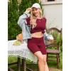 Ekouaer Maternity Sets 2 Piece Outfits Ribbed Knit Short Sleeve Shirts and Biker Shorts Pregnancy Loungewear Mama Clothes(Wine Red)