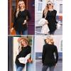 Ekouaer Maternity Shirts 3 Packs Pleated Long Sleeve Tops Tunic Casual Pregnancy Clothes(Black/Green/Dark Red)