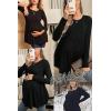 Ekouaer Maternity Shirts 3 Packs Pleated Long Sleeve Tops Tunic Casual Pregnancy Clothes(Black/Pink/Green)