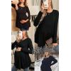 Ekouaer Maternity Shirts 3 Packs Pleated Long Sleeve Tops Tunic Casual Pregnancy Clothes(Black/Pink/White)