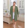 Ekouaer Mens Robes Lightweight Knit Bathrobe Long Sleeve Kimono Robe V Neck Spa Knee Length Sleepwear with Pockets S-XXL(Army Green)
