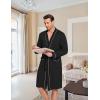 Ekouaer Mens Robes Lightweight Knit Bathrobe Long Sleeve Kimono Robe V Neck Spa Knee Length Sleepwear with Pockets S-XXL(Black)