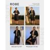 Ekouaer Mens Robes Lightweight Knit Bathrobe Long Sleeve Kimono Robe V Neck Spa Knee Length Sleepwear with Pockets S-XXL(Black)