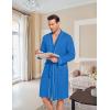 Ekouaer Mens Robes Lightweight Knit Bathrobe Long Sleeve Kimono Robe V Neck Spa Knee Length Sleepwear with Pockets S-XXL(Blue)