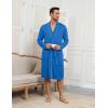 Ekouaer Mens Robes Lightweight Knit Bathrobe Long Sleeve Kimono Robe V Neck Spa Knee Length Sleepwear with Pockets S-XXL(Blue)
