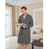 Ekouaer Mens Robes Lightweight Knit Bathrobe Long Sleeve Kimono Robe V Neck Spa Knee Length Sleepwear with Pockets S-XXL(Dark Gray)