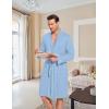 Ekouaer Mens Robes Lightweight Knit Bathrobe Long Sleeve Kimono Robe V Neck Spa Knee Length Sleepwear with Pockets S-XXL(Light Blue)