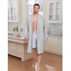 Ekouaer Mens Robes Lightweight Knit Bathrobe Long Sleeve Kimono Robe V Neck Spa Knee Length Sleepwear with Pockets S-XXL(Light Gray)