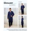 Ekouaer Mens Robes Lightweight Knit Bathrobe Long Sleeve Kimono Robe V Neck Spa Knee Length Sleepwear with Pockets S-XXL(Navy Blue)