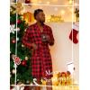 Ekouaer Mens Robes Lightweight Knit Bathrobe Long Sleeve Kimono Robe V Neck Spa Knee Length Sleepwear with Pockets S-XXL(Red Plaid)