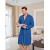 Ekouaer Mens Robes Lightweight Knit Bathrobe Long Sleeve Kimono Robe V Neck Spa Knee Length Sleepwear with Pockets S-XXL(Royal Blue)