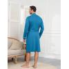Ekouaer Mens Robes Lightweight Knit Bathrobe Long Sleeve Kimono Robe V Neck Spa Knee Length Sleepwear with Pockets S-XXL(Turquoise)