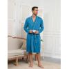 Ekouaer Mens Robes Lightweight Knit Bathrobe Long Sleeve Kimono Robe V Neck Spa Knee Length Sleepwear with Pockets S-XXL(Turquoise)