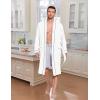Ekouaer Mens Robes Lightweight Knit Bathrobe Long Sleeve Kimono Robe V Neck Spa Knee Length Sleepwear with Pockets S-XXL(White)