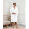 Ekouaer Mens Robes Lightweight Knit Bathrobe Long Sleeve Kimono Robe V Neck Spa Knee Length Sleepwear with Pockets S-XXL(White)
