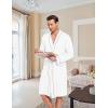 Ekouaer Mens Robes Lightweight Knit Bathrobe Long Sleeve Kimono Robe V Neck Spa Knee Length Sleepwear with Pockets S-XXL(White)