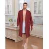 Ekouaer Mens Robes Lightweight Knit Bathrobe Long Sleeve Kimono Robe V Neck Spa Knee Length Sleepwear with Pockets S-XXL(Wine Red)