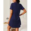 Ekouaer Nightgowns for Women 2 Pack Button Down Sleepwear Short Sleeve Sleepshirts Soft Nightshirts Boyfriend Pajama Dress(A_black/Navy Blue)