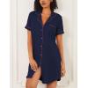 Ekouaer Nightgowns for Women 2 Pack Button Down Sleepwear Short Sleeve Sleepshirts Soft Nightshirts Boyfriend Pajama Dress(A_black/Navy Blue)