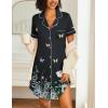 Ekouaer Nightgowns for Women 2 Pack Button Down Sleepwear Short Sleeve Sleepshirts Soft Nightshirts Boyfriend Pajama Dress(Black/Black Butterfly)