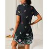 Ekouaer Nightgowns for Women 2 Pack Button Down Sleepwear Short Sleeve Sleepshirts Soft Nightshirts Boyfriend Pajama Dress(Black/Black Butterfly)