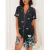 Ekouaer Nightgowns for Women 2 Pack Button Down Sleepwear Short Sleeve Sleepshirts Soft Nightshirts Boyfriend Pajama Dress(Black/Black Butterfly)