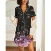 Ekouaer Nightgowns for Women 2 Pack Button Down Sleepwear Short Sleeve Sleepshirts Soft Nightshirts Boyfriend Pajama Dress(Black/Black Cherry Blossoms)