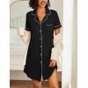 Ekouaer Nightgowns for Women 2 Pack Button Down Sleepwear Short Sleeve Sleepshirts Soft Nightshirts Boyfriend Pajama Dress(Black/Blue)