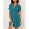 Ekouaer Nightgowns for Women 2 Pack Button Down Sleepwear Short Sleeve Sleepshirts Soft Nightshirts Boyfriend Pajama Dress(Black/Blue Green)